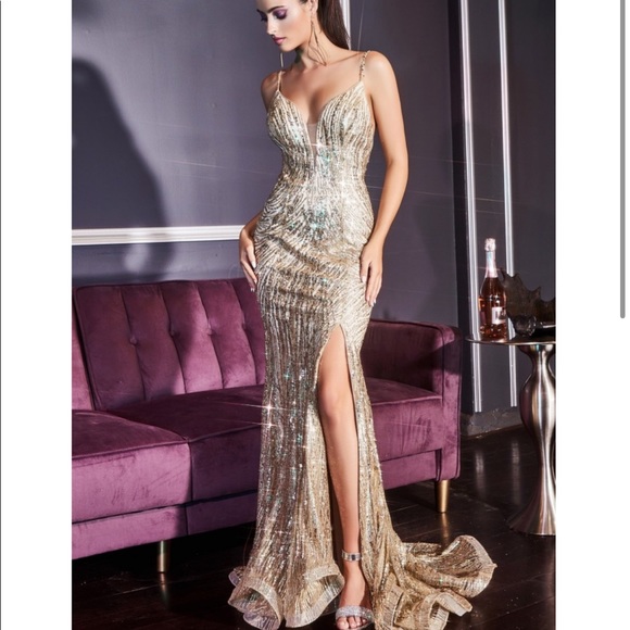 Gold Glitter Mermaid Dress - Picture 4 of 6